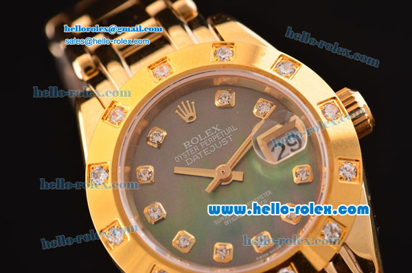 Rolex Datejust Lady Pearlmaster 2813 Automatic Gold Case with Mop Dial and Yellow Gold Strap ETA Coating - Click Image to Close